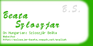beata szloszjar business card